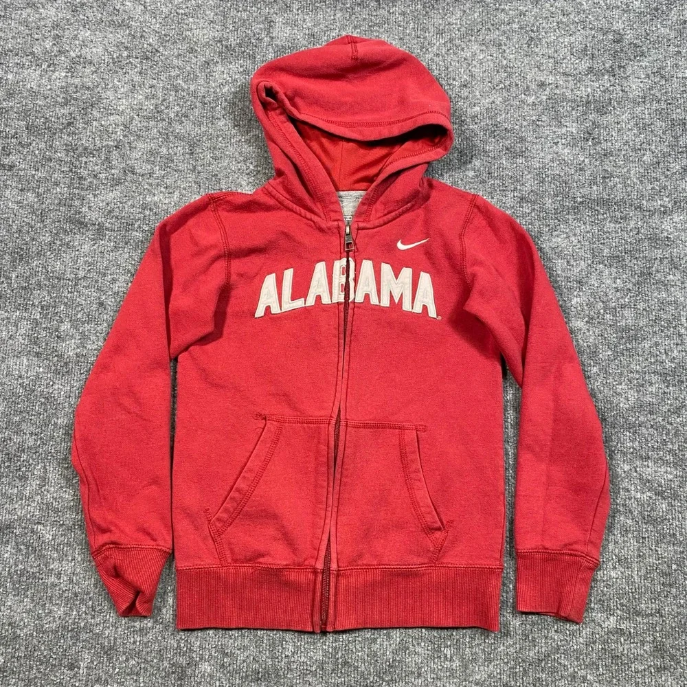 Nike Alabama Crimson Tide Kids Red Full Zip Hoodie‎ Sweatshirt Size M